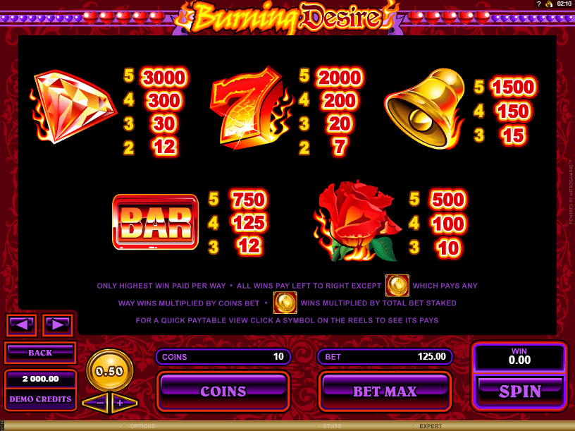 Burning Desire Slot - 20 Free Spins No Wagering